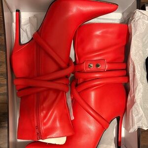 Azalea Wang Red Heeled Boots for Women